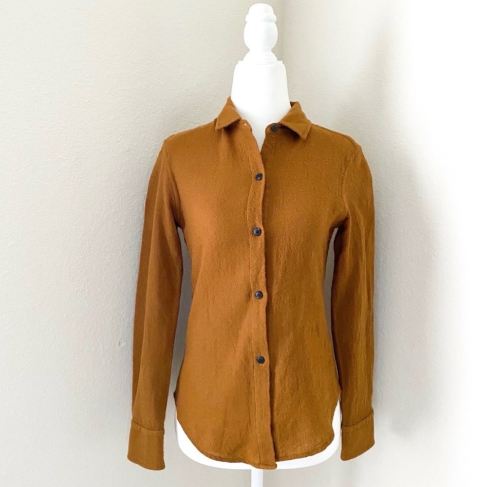 simon miller - wool buttondown shirt fitted long-sleeve shacket thick knit warm